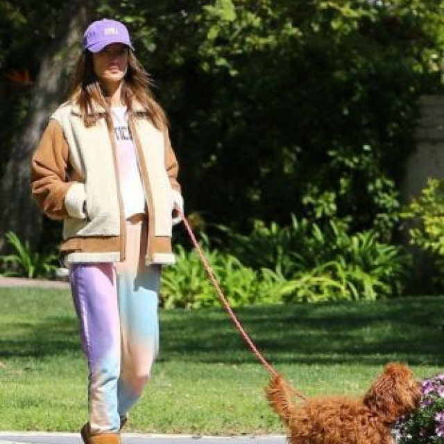 Alessandra Ambrosio went for a walk with her pet