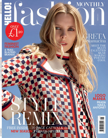 Greta Bellamacina on the cover of Hello Fashion 
