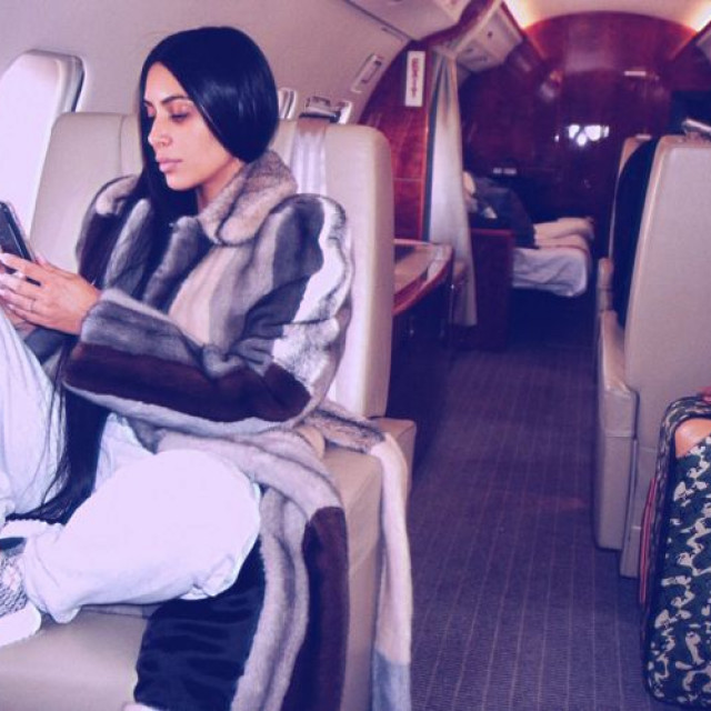 Kim Kardashian On A Jet