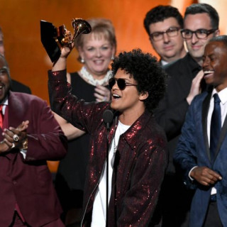 Bruno Mars Had To Get Up 7 Times At The Grammys