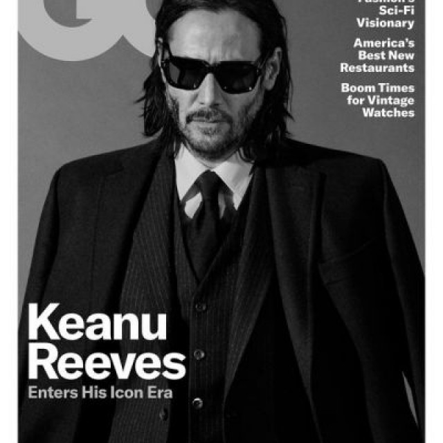 Brutal Keanu Reeves in a black and white photosession