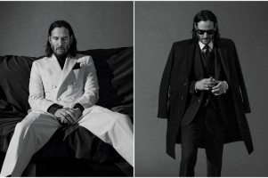 Brutal Keanu Reeves in a black and white photosession