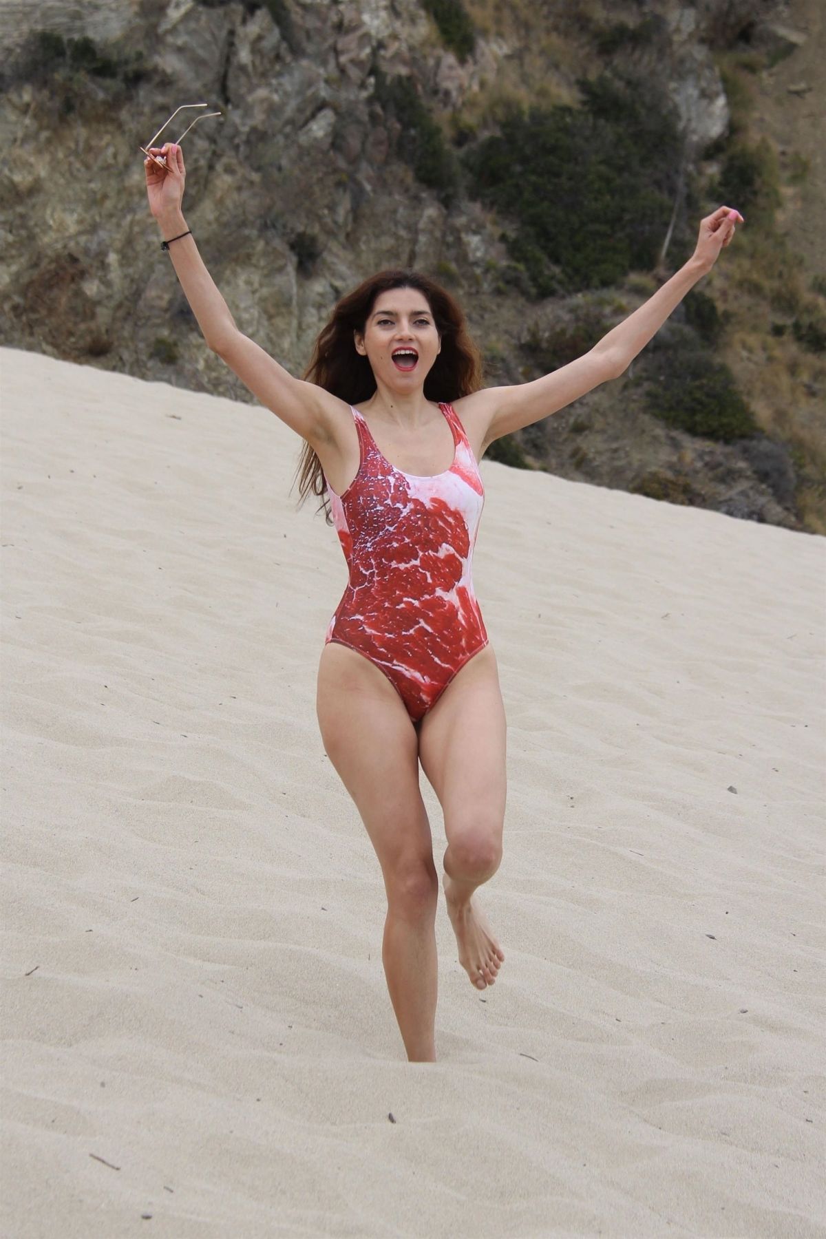 BLANCA BLANCO in Swimsuit on a Sandy Hill in Malibu 07/03/2018