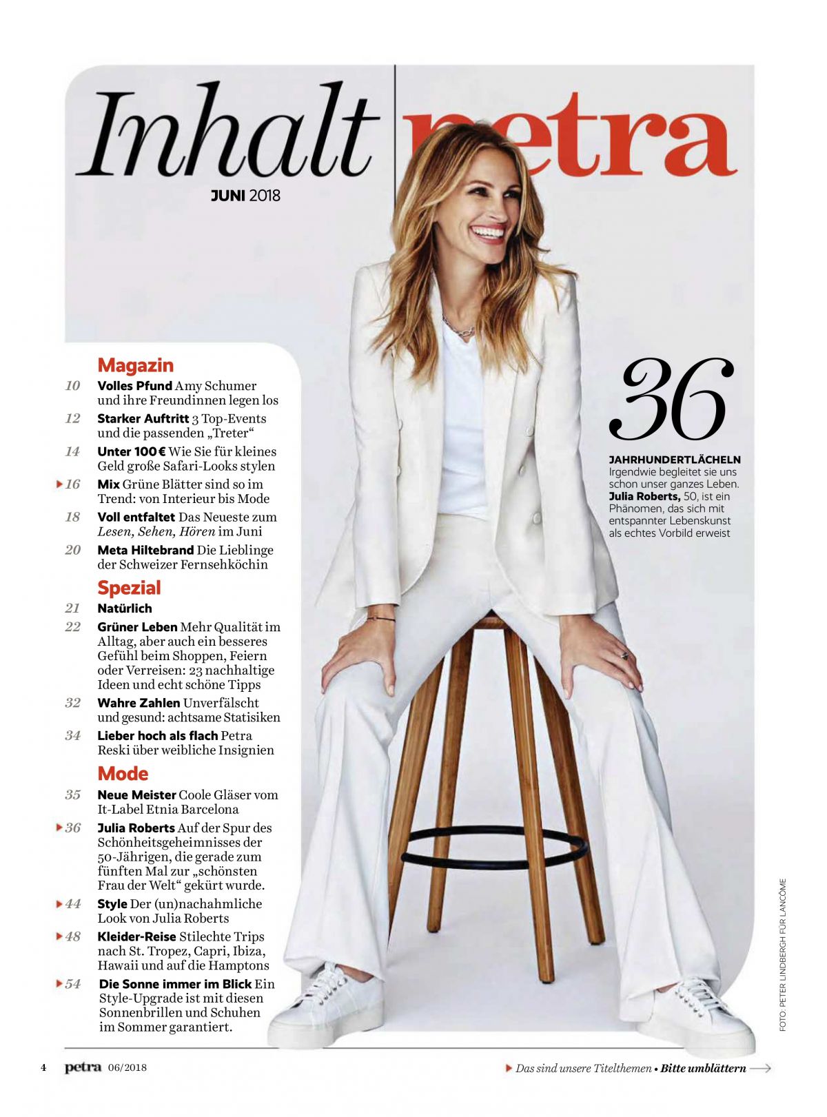 Julia Roberts in Petra Magazie, June 2018