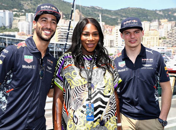 Tennis icon Serena Williams in Zebra-Print dress During Pit Stop at Monaco Grand Prix