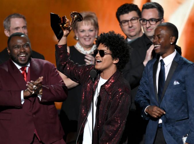 Bruno Mars Had To Get Up 7 Times At The Grammys