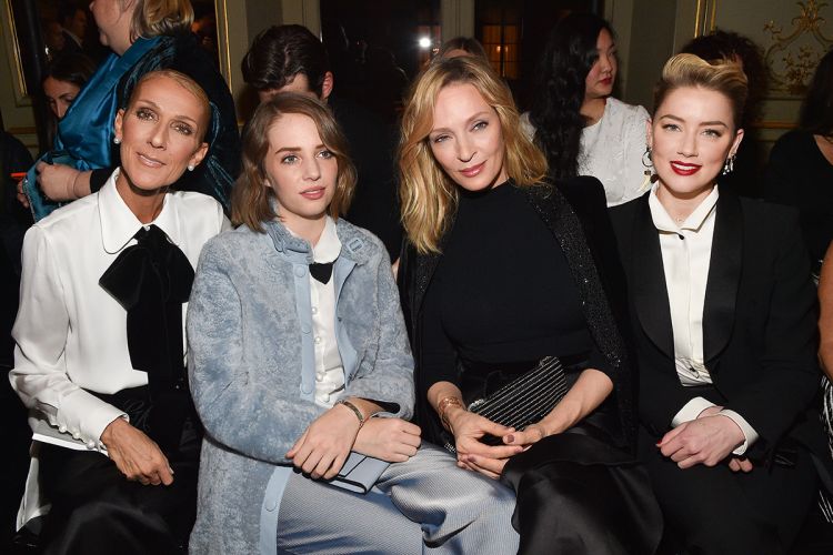 Uma Thurman appeared with her daughters at Paris Fashion Week