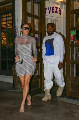 Kim Kardashian in a transparent dress went on a date with her husband 