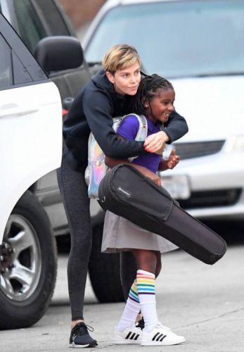 Charlize Theron took her son in a skirt to a music lesson