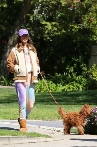 Alessandra Ambrosio went for a walk with her pet