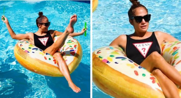 Jennifer Lopez enjoys relaxing by the pool